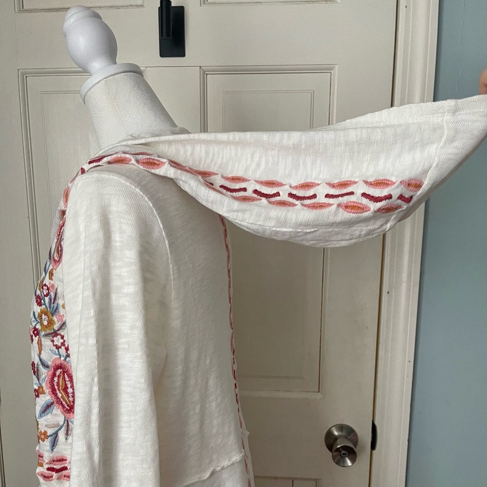 Soft Surroundings Embroidered Hoodie Sweater Small Cotton Boho Cottagecore - Picture 15 of 15